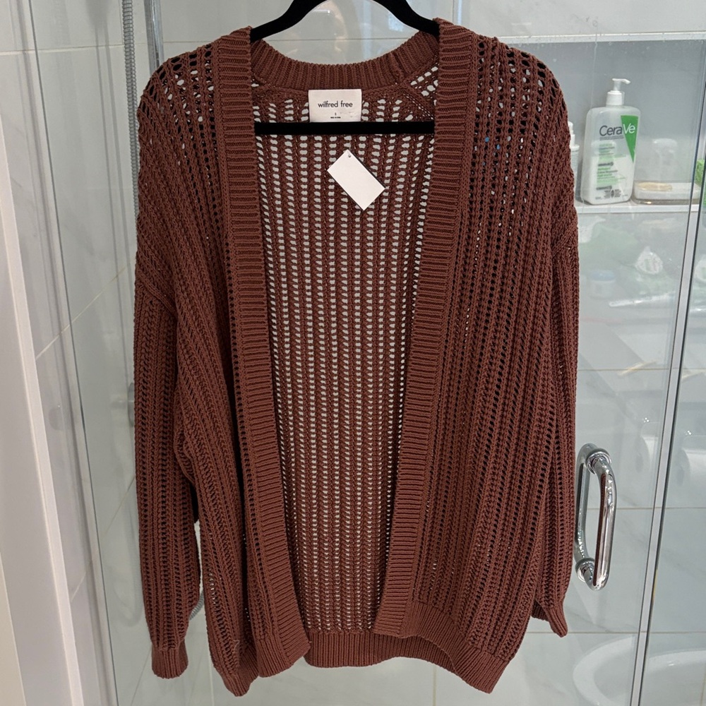 Wilfred Chocolate Open-Knit Cardigan